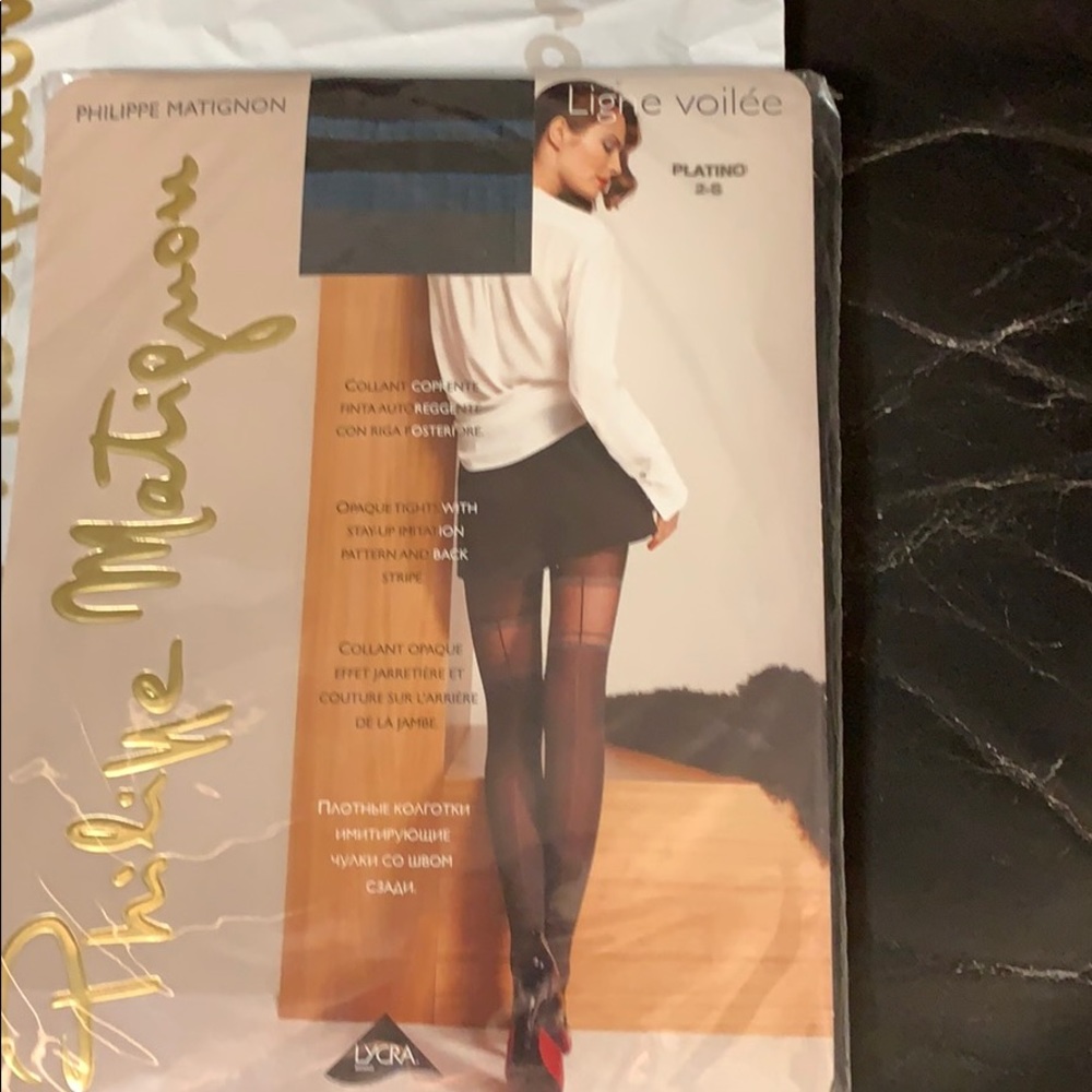 Philippe Matignon Opaque Tights with Black Stripe